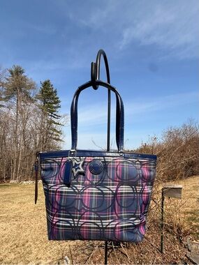 Coach Tartan Plaid Glam Tote Bag